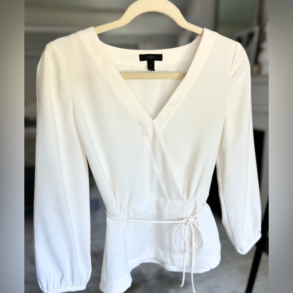 J Crew 365 Drapey Crepe Faux-Wrap Top